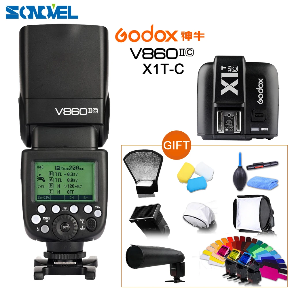Godox V860II-C V860IIC Speedlite GN60 вспышка для фотокамер Speedlite HSS 1/8000 s ttl Flash Light+ X1T-C Беспроводной Flash Trigger передатчик для Canon