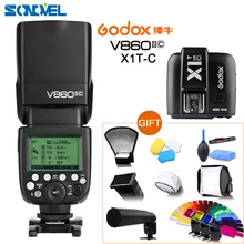Godox V860II C V860IIC Speedlite GN60 HSS 1/8000 s TTL Blitzlicht + X1T C Wireless Flash Trigger Sender für Canon