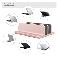 Base Vertical Adjustable Desk Holder Thickness Aluminum Alloy Erected Notebook Laptop Stand Double Space For MacBook For Surface space saving aluminum vertical stand for laptop macbook pro air thickness adjustable desktop notebooks holder erected