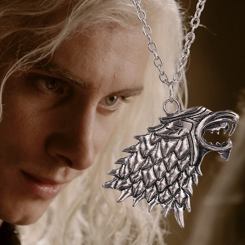 

BERTHATINA The Song of Ice And Fire The Game of Thrones Black Stark Dire Wolf Pendant Necklace Men's Chain Necklace