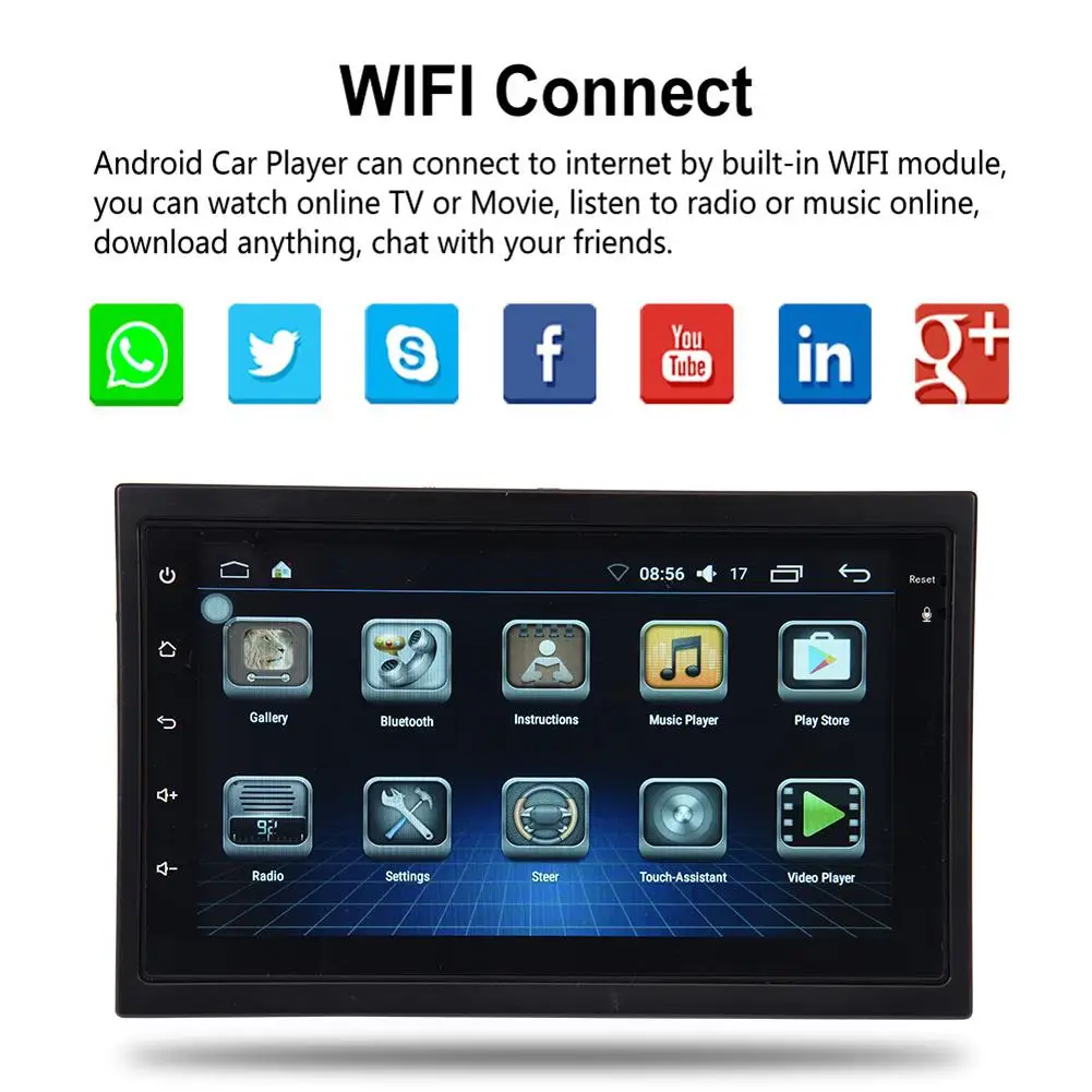 

7-inch 2DIN Android 7.1 Car Multimedia Player GPS Navigator HD Reversing Audio and Video Phone Mirror Link Steering Wheel