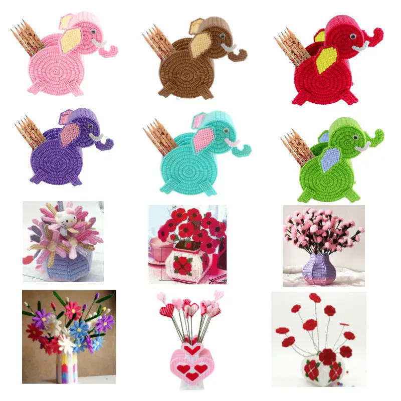 

Cross Stitch DIY Tissue Boxes Embroidery Cross Stitching Semi-finished Crafts flower bottle and Pen holder Already cropped