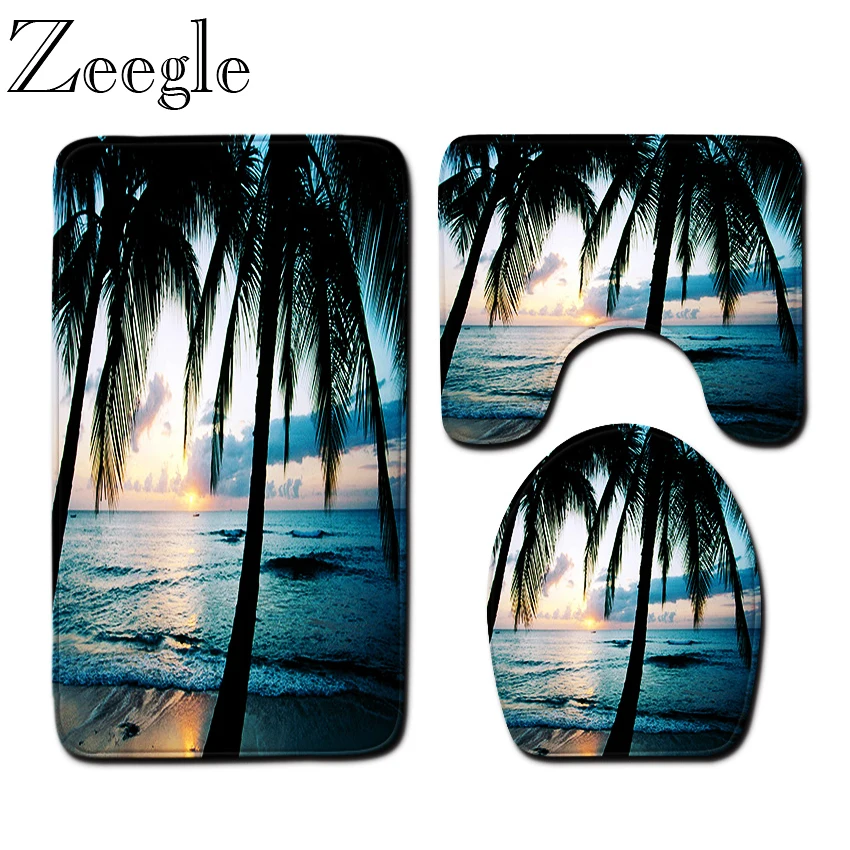 

3pcs/set Bathroom Carpet Mat Bath Mat Set Flannel Washable Anti-Slip Bath Mat Carpet Bathroom Toliet Rug Floor Mat