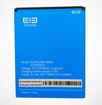 

Original Elephone P6000 battery 2700mah 3.7V for Elephone P6000 Cell Phones MTK6732 Quad Core Android 5" 1280x720+Free Shipping