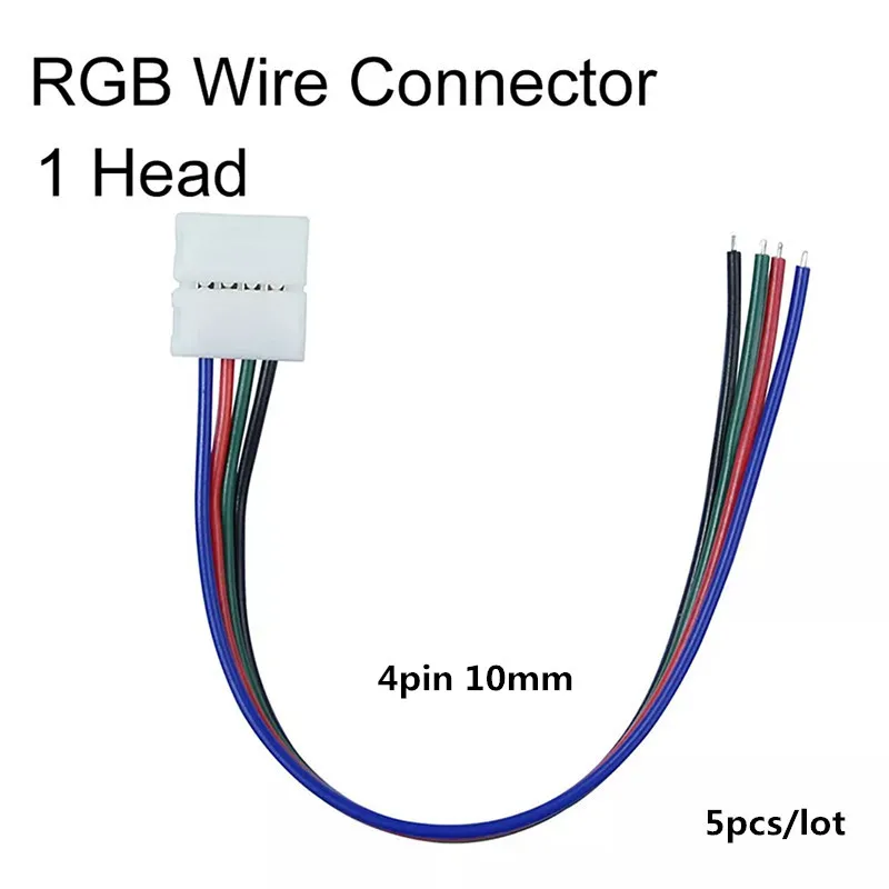 Разъем светодиодной ленты 8 мм 10 мм 2 Pin 4 Pin 3528 5050 провод RGB один цвет Solderless СВЕТОДИОДНЫЙ печатной платы провода коннекторы для сварки - Цвет: 4pin 10mm 1head Wire