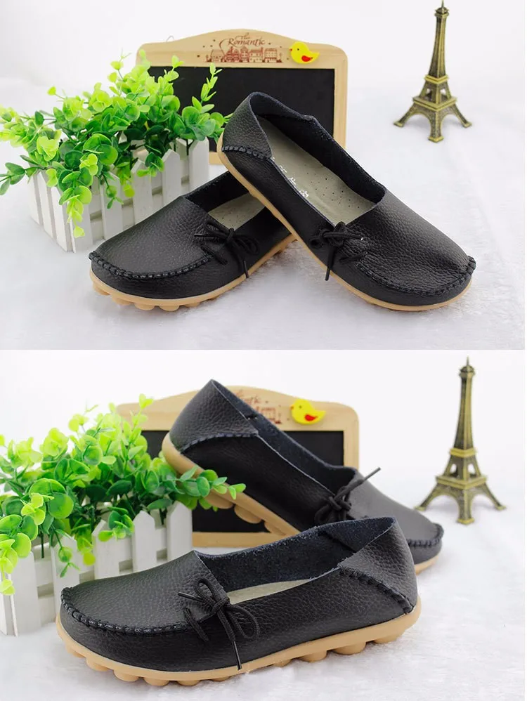 2016 New Real Leather Woman Flats Moccasins Mother Loafers Lacing Female Driving Casual Shoes In 16 Colors Size 34-44 ST179 (15)