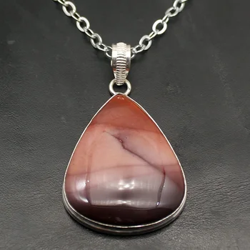 

Solitaire Natural Charms Ocean Jasper Silver Color Necklace Pendants AK64