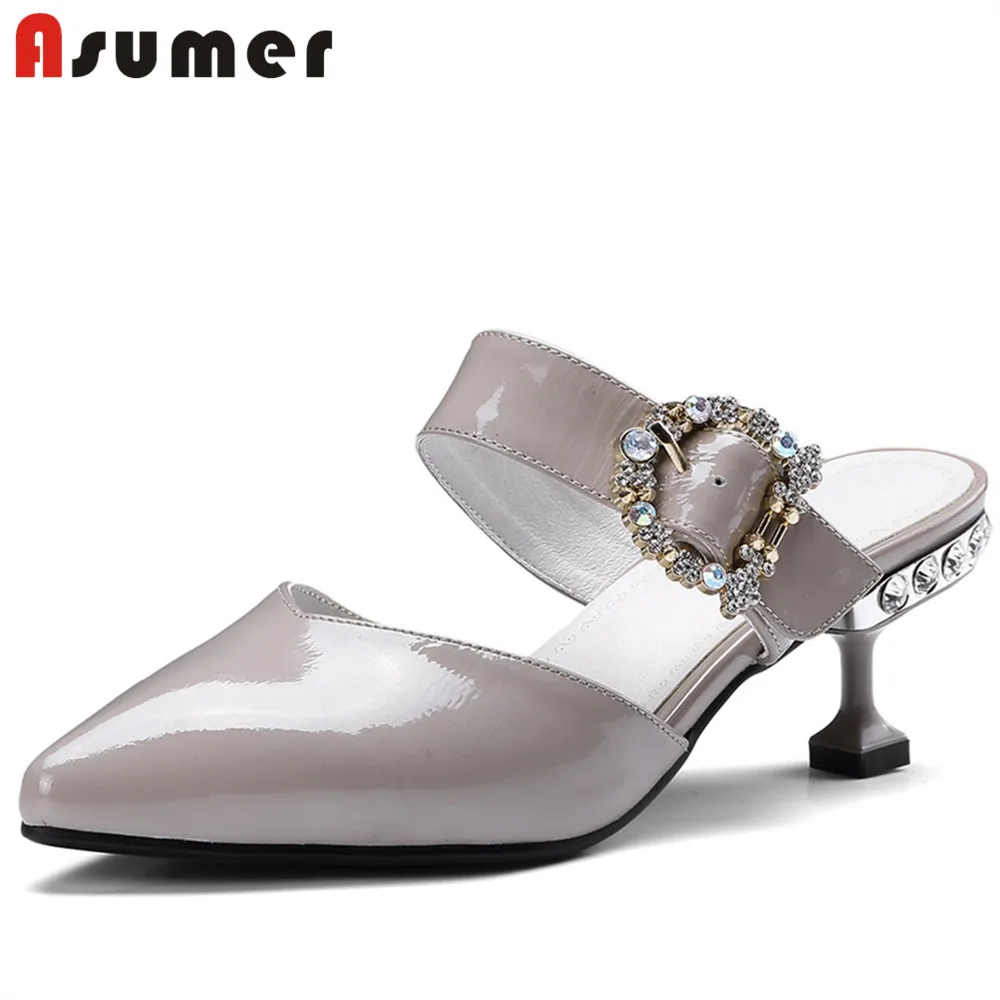 

ASUMER 2018 fashion new arrivals shoes woman genuine leather thin high heels shoes sandals women wedding shoes big size 33-44