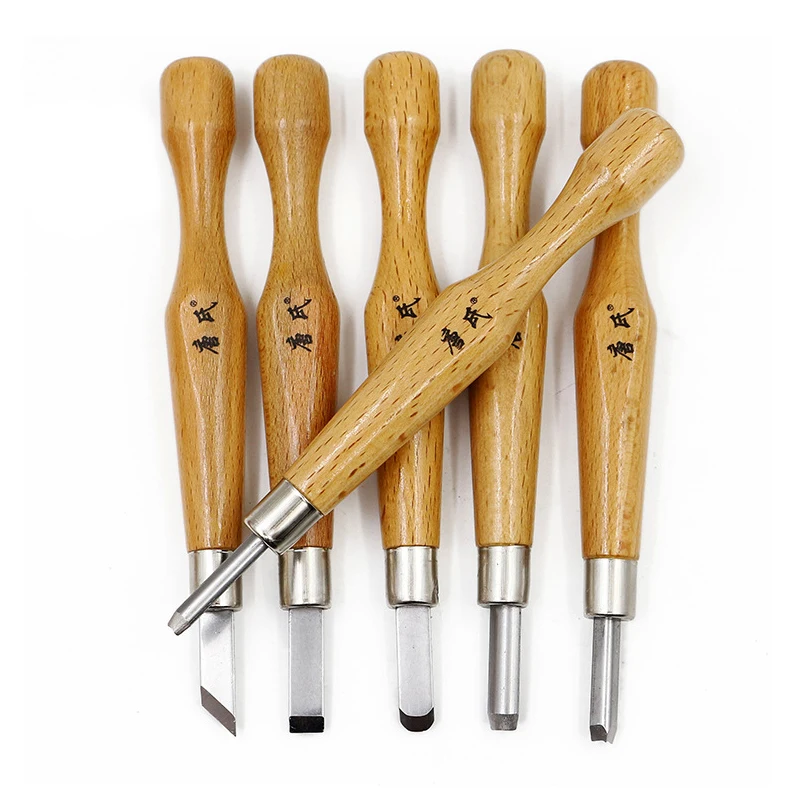 6 Pcs/set Wood Carving Tool Kit with Wooden Handle Multi function