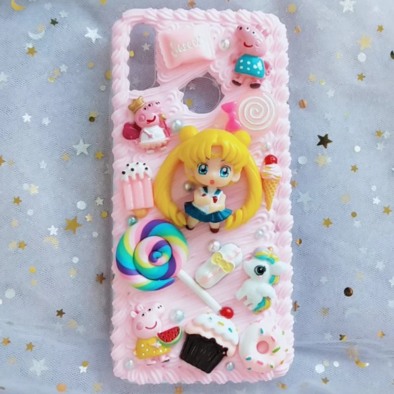 Для iphone X/XS Max DIY чехол 3D Сейлор Мун для телефона 8 7 6 6s plus XR ручной работы кремовый