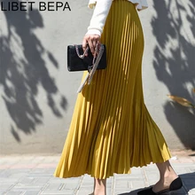 Женская Повседневная Макси-юбка из шифона весна лето плиссированные многоцветные модные широкий с высокой талией длинные юбки SK8075