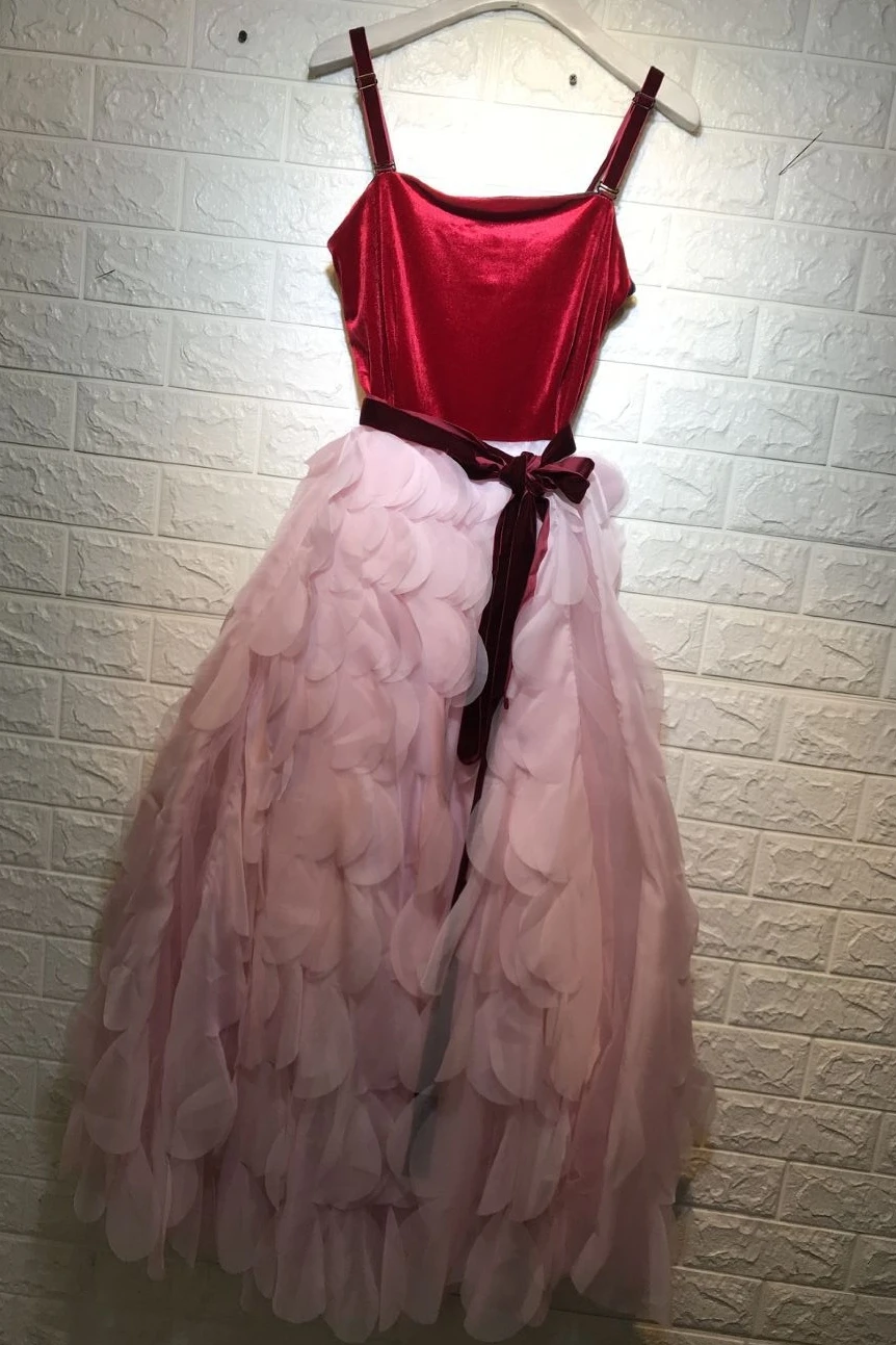 Женское вечернее платье, сексуальное платье принцессы без бретелек с открытой спиной, элегантное бархатное лоскутное розовое лепестковое бальное платье с поясом, макси платье