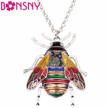 Bonsny стилистика из цинкового сплава насекомое пчела ожерелье цепочка колье с подвесками модные новые эмалированные ювелирные изделия для женщин девушки подарки оптом
