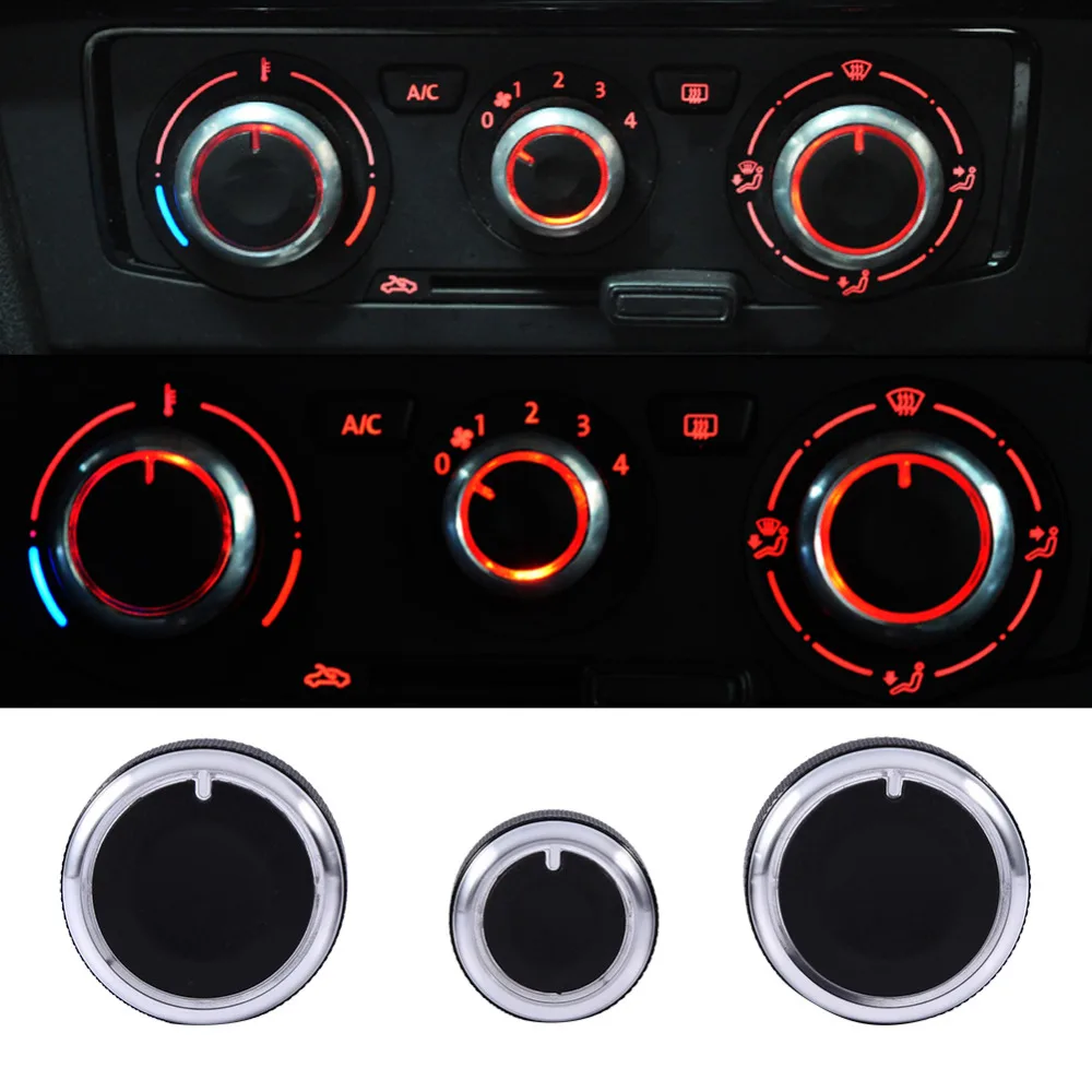 3PCS/Set Heater Dash A/C Switch Knobs Black Control Buttons For VW For