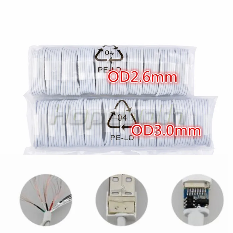 10 шт.+ толстый провод OD 3,0 мм 8pin Usb синхронизации данных зарядное устройство кабель для iphone 5 6 7 8 x xs xsmax ipad air аксессуар Связки