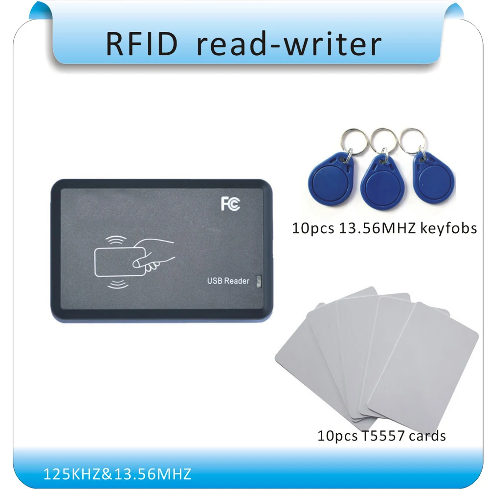 

Double working frequency 125KHZ &13.56MHZ RFID writer/Rfid duplication/ no drive/ English software+20pcs cards