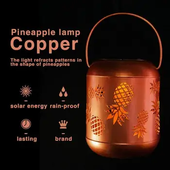 

Solar Pineapple Light Waterproof Hanging Lantern Pineapple Tin Solar Panels for Garden Yard Courtyard Path Floodlight Black/Gold