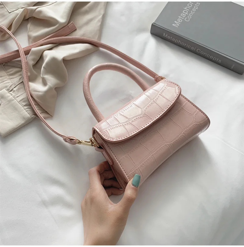 Новинка, женская сумка с крокодиловым узором, Сумка с клапаном, дизайнерская сумка через плечо, черные вечерние клатчи OC593 - Цвет: pink colour