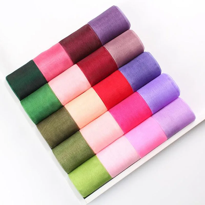 

Pick Size 3 6 9 12 15 19 22 25 32 38 50 mm Width Solid Color Plain 100% Polyester Organza Ribbon 200Y/Color
