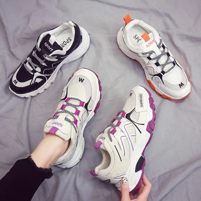 

Fashion old shoes women 2019 spring new Korean version of ulzzang wild net red thick casual sports white shoes women