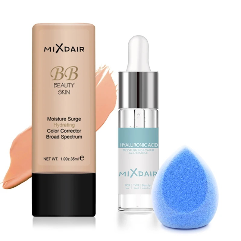 02 MIXDAIR, набор для макияжа, гиалуроновая кислота, эссенция, BB крем, спонж, спонж, Жидкая основа, макияж, профессиональная женская Сыворотка для лица - Цвет: 02