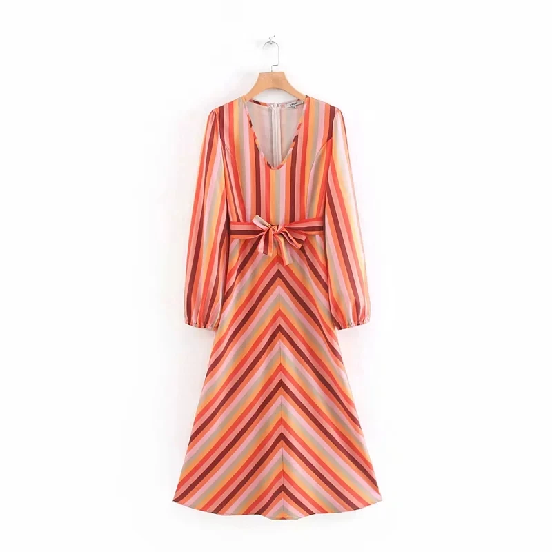 striped boho dress