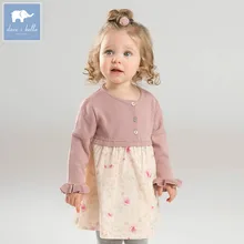 Dave bella/весеннее трикотажное платье для маленьких девочек модное праздничное платье с цветочным рисунком для дня рождения Одежда для маленьких детей