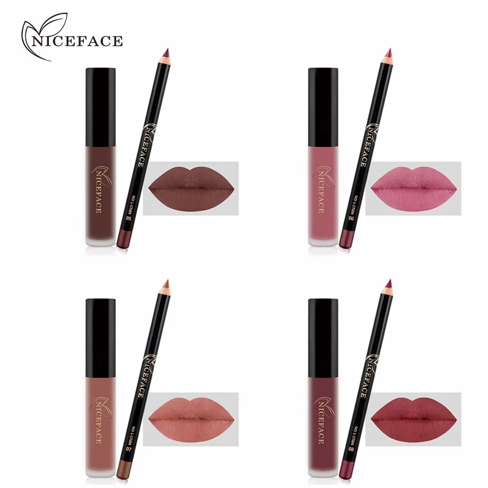 Водостойкий стойкий блеск для губ NICEFACE пигмент темно фиолетовая черная красная