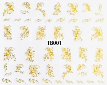 

GOLD SILVER SELF ADHESIVE 3D NAIL ART STICKER TATTOO BUTTER FLY FISH FLOWER TB 001-006