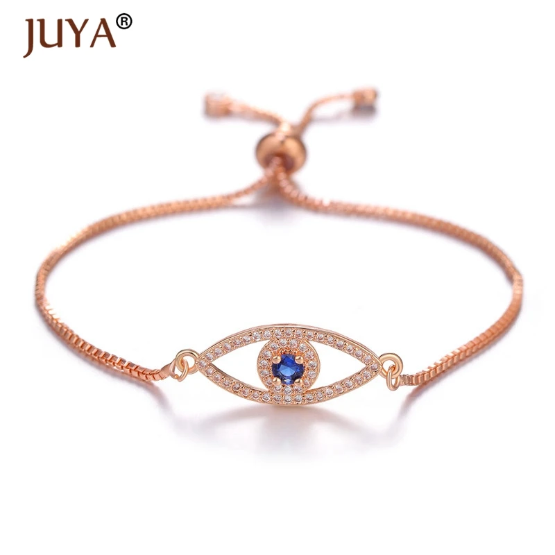 copper zircon bracelet femme latest design 10 styles fashion charms evil eye bracelets for men women armband pulsera - Окраска металла: Rose gold