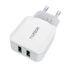 

TYJTECH A2202 Fast Charging Wall Charger Adapter for iPhone 2.4A Dual USB Ports EU Plug Cellphone Charger for Samsung