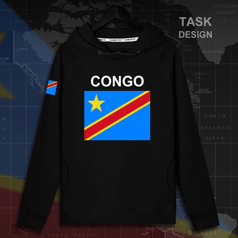 DR Congo COD DRC DROC Congo-Kinsha, мужские пуловеры, толстовки, Мужская толстовка, уличная одежда, хип-хоп флаг, спортивный костюм 02 - Цвет: hooded-black