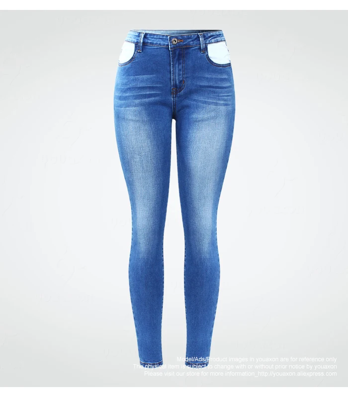2170 Youaxon новые плюс большие размеры шикарное лоскутное джинсы женские эластичные джинсовые обтягивающие брюки для женщин джинсы