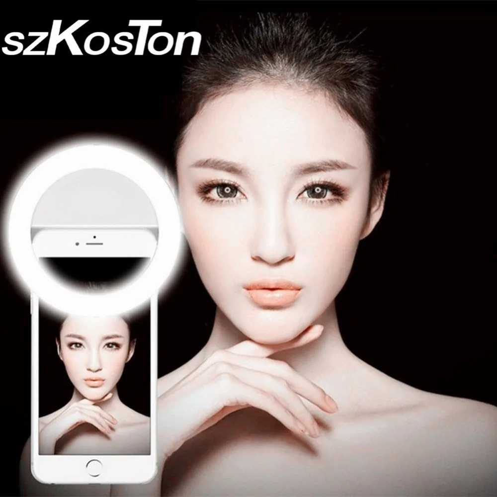 Rechargeable USB Charge with battery charging Selfie Portable LED Ring Fill Light Camera for iPhone X 7 8 Plus 6 5 4s Android LG |