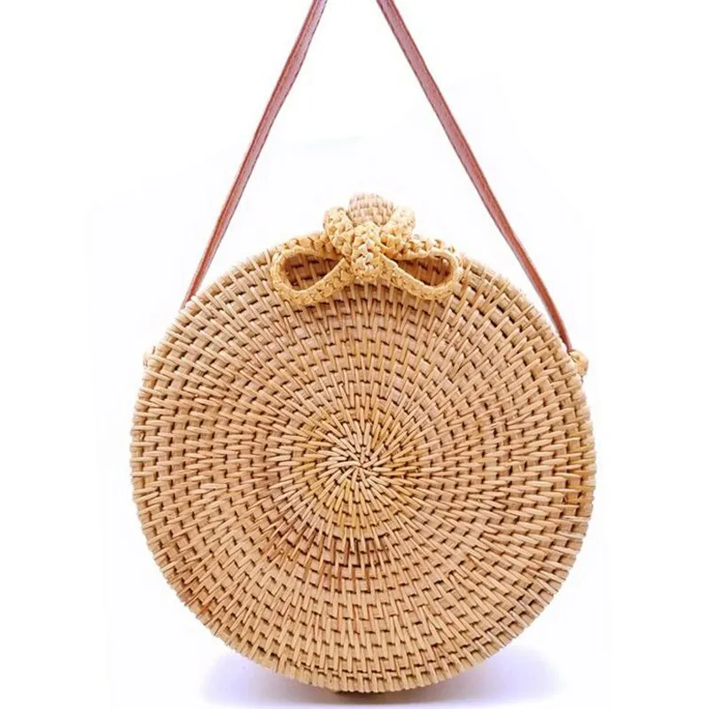  2019 Round Straw Bags Women Summer Rattan Bag Handmade Woven Beach Cross Body Bag Circle Bohemia Ha - 32902946051