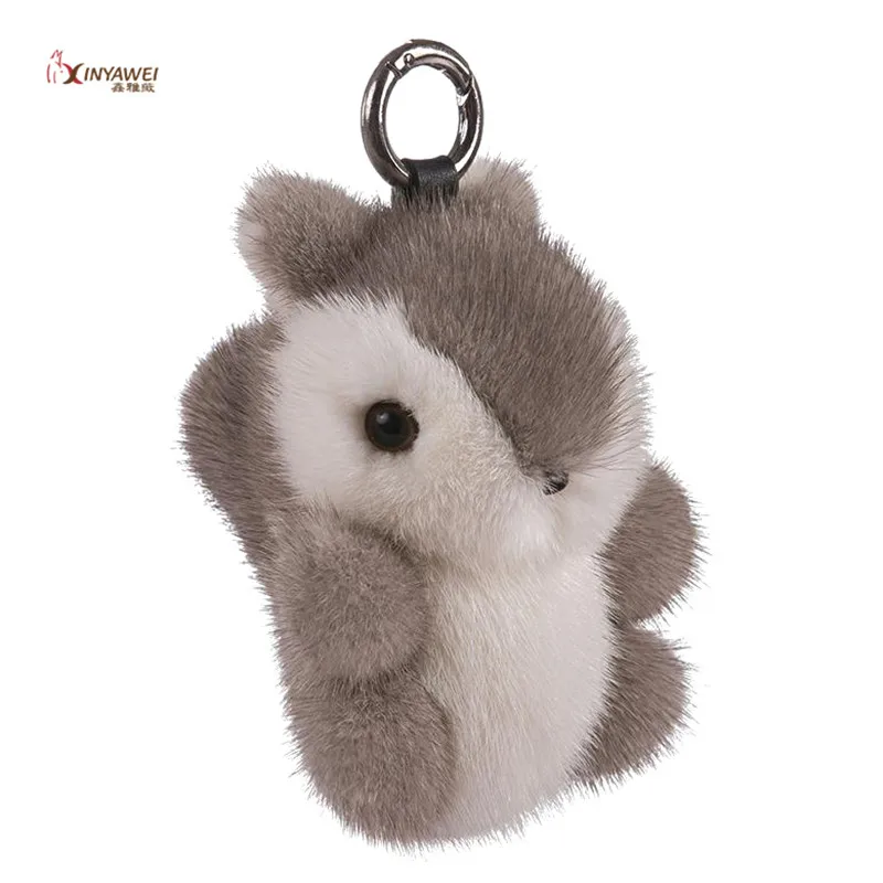 

2019 New Fashion Mini Hamster Keychain Real Mink Fur Fluffy Pompom Small Jewelry Car Pendant Key Ring Ring Frame Multiple Colors