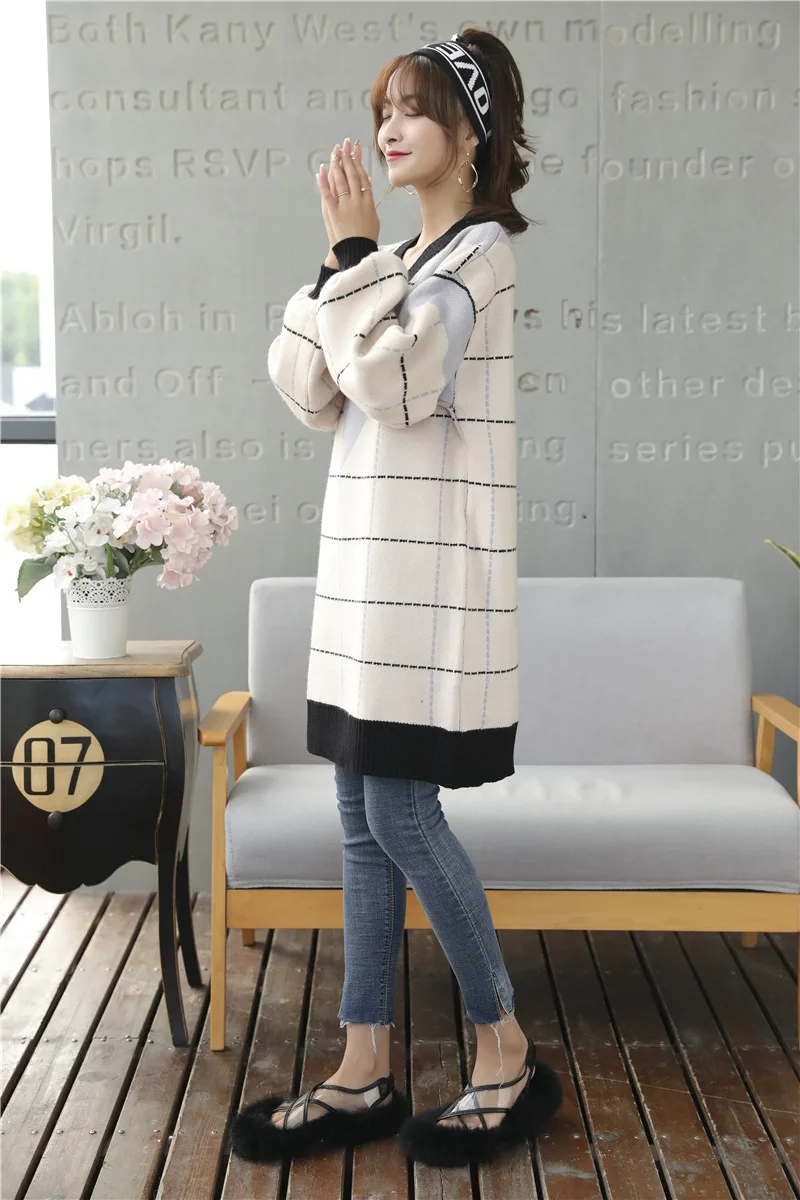 Loose Knitted Sweater V Neck Sweater Female 2018 Women Sweaters dress Pullovers Autumn Long Sleeve Sweater Jumper (21)