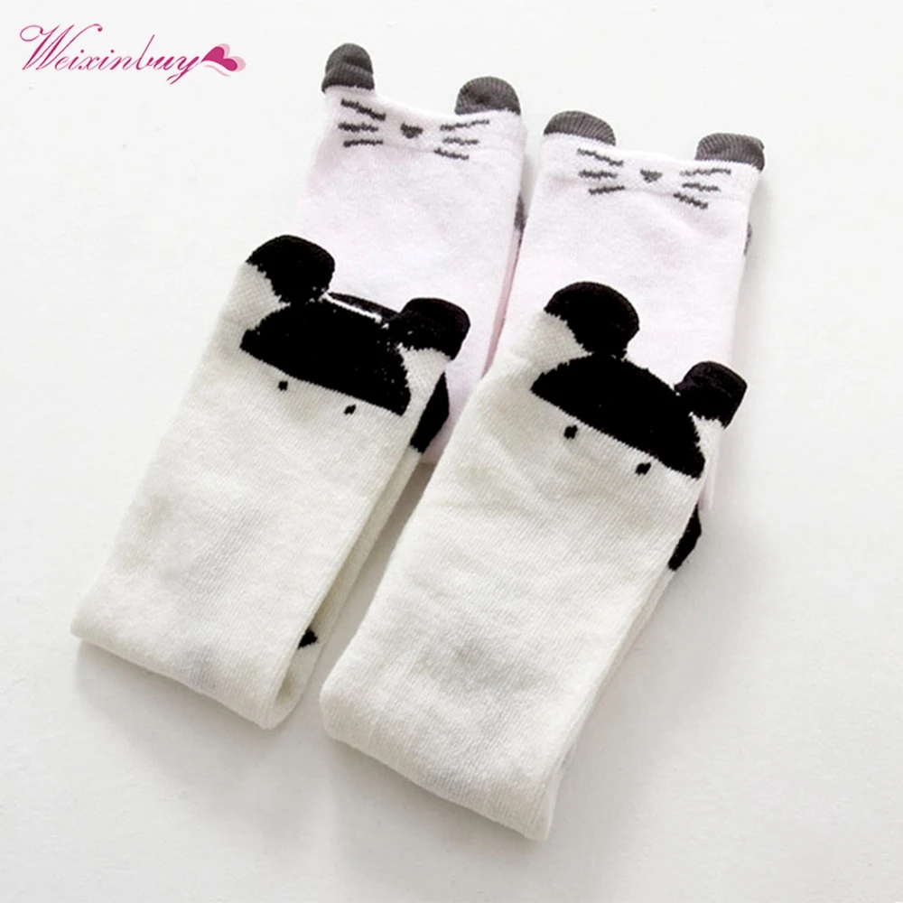 

0-4Y Baby Kids Boys Girls Cotton Printed Cute Cat Anti-slip Knee Socks Soft Sock