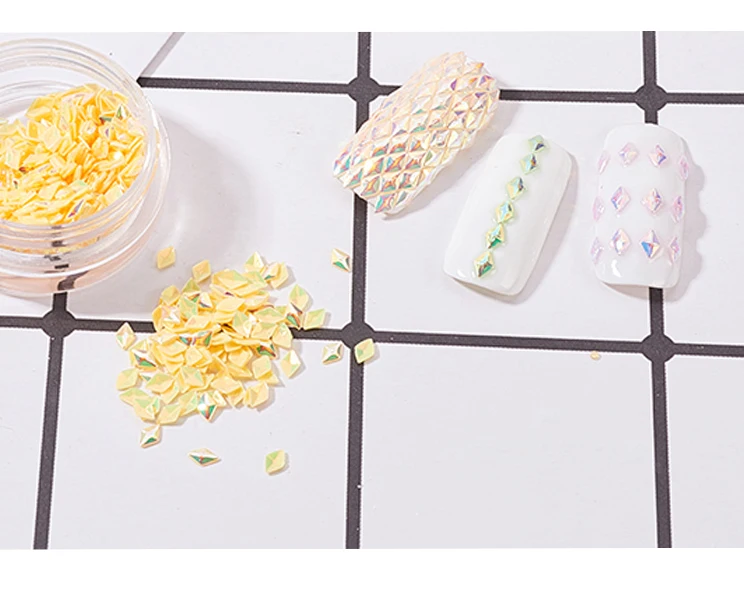 1 Box AB Color Nail Sequins Triangle Rhombus Colorful Glitter Flakes Paillette Manicure 3D Nail Art Decoration