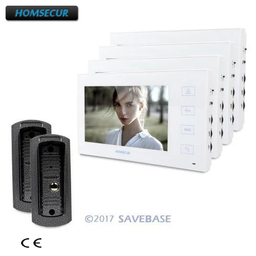 HOMSECUR 7 "Hands-free видео и аудио Домашний домофон с дверным ответом, мониторинг и разблокировка функций