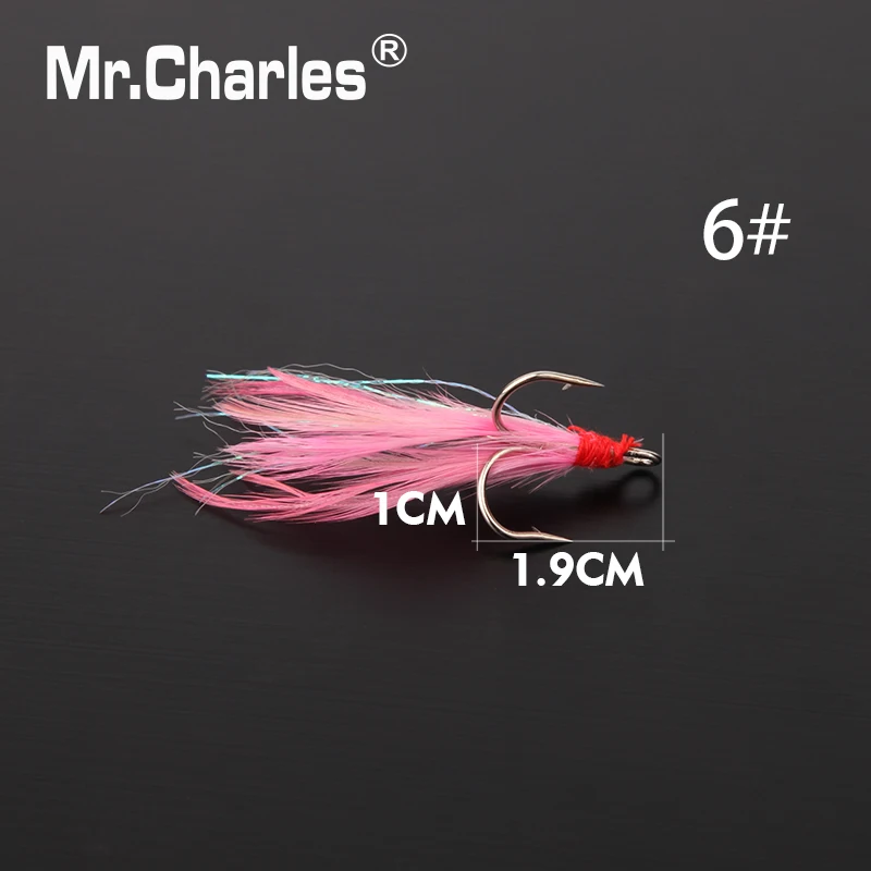 Mr. Charles 35647-розовые перья тройной крючок 2#/4#6# прочность достаточно для большой рыбы приманки рыболовные снасти рыболовные инструменты