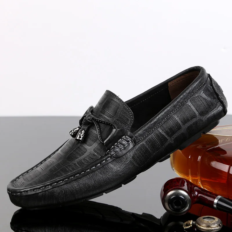 

Men Loafers Shoes genuine leather Men Casual High Quality Crocodile Luxury Outdoor Shoes slip on spring breathable Shoes p4