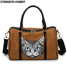 Дорожная сумка большой емкости с принтом кота дамские ручные багажные дорожные сумки холщовые сумки для выходных многофункциональная сумка на плечо