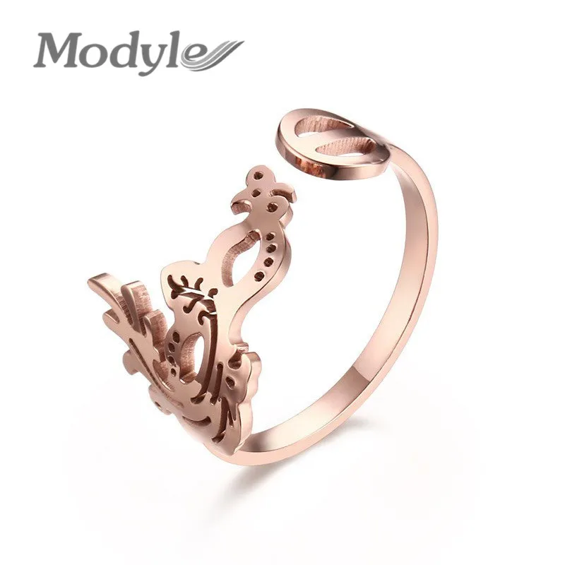 

Modyle Rose Gold Color Stainless Steel Flower Open Wedding Ring for Woman Birthday Gifts