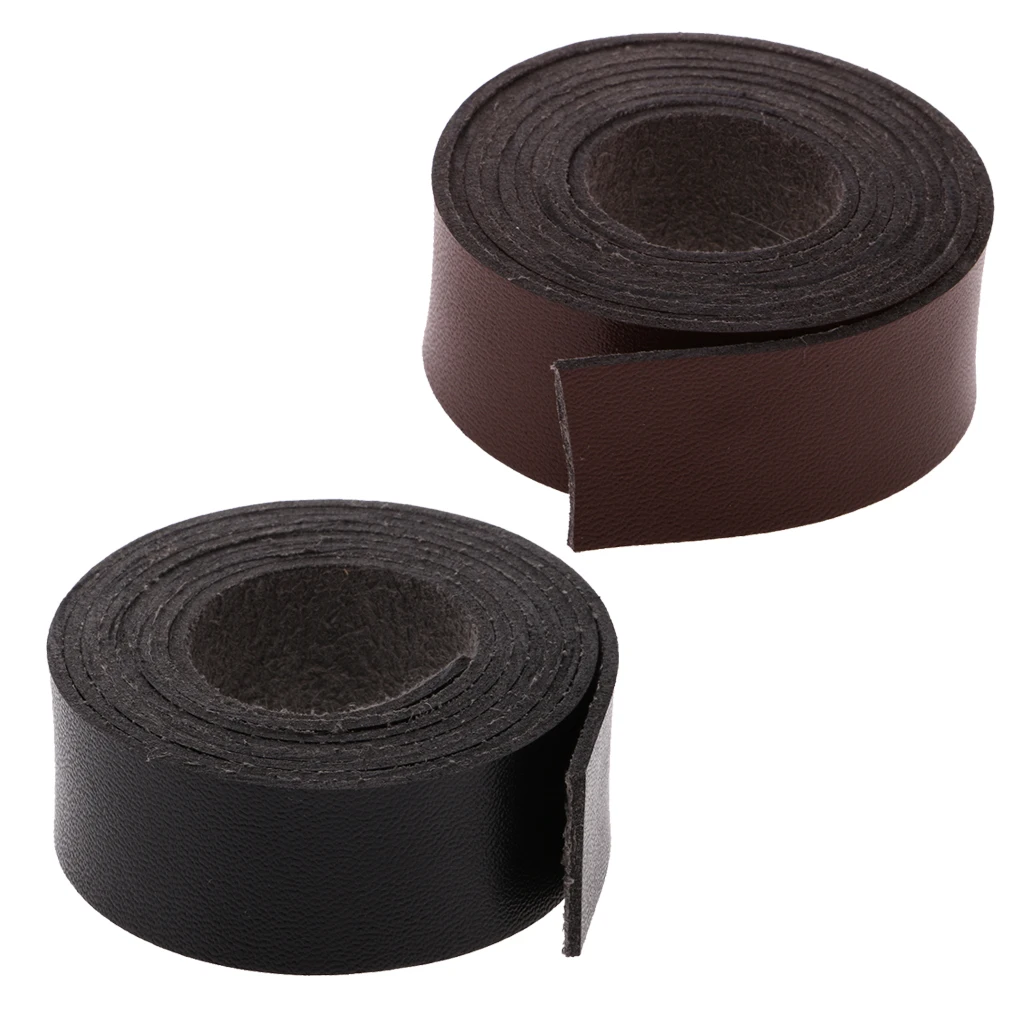 2Pcs DIY PU Leather Strap Dark Brown Black, 0.79 Inch Wide and 78 Inches Long