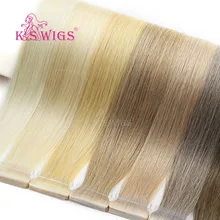 K.S парики 100 шт./упак. Remy ручная привязанная искусственная кожа человеческие трессы прямая прядь человеческих волос для наращивания 16 ''20'' 24''