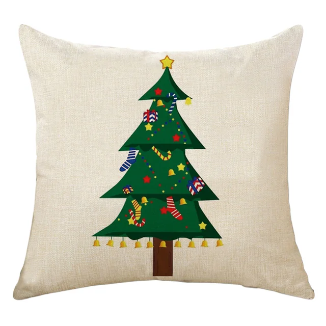 Buy Newest Christmas Tree And Elk Cushion Cover Cotton