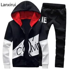Fashion Men Two Pieces Sets Casual Tracksuit Male 2018 Sweatshirt +Pants Suits Men Plus Size 5xl Hoodies Set Sweatshirts 
