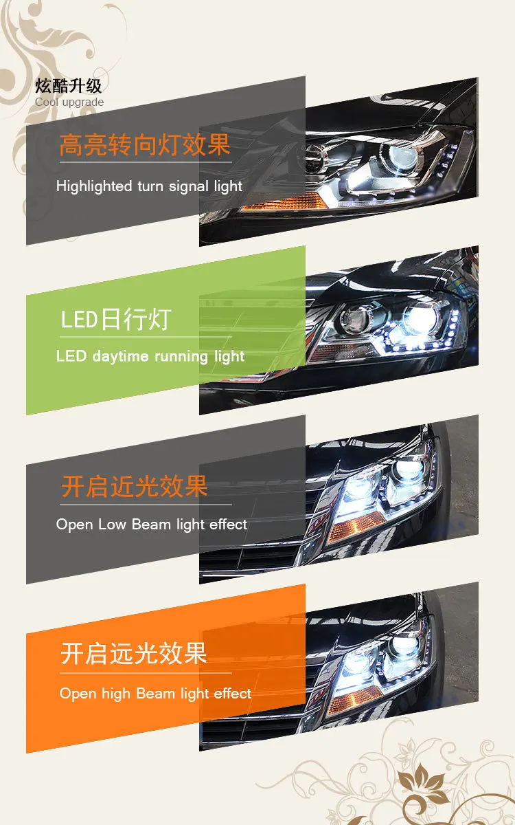 Автомобильные фары светодиодный фары для vw Lavida 2012- для Lavida Головной фонарь светодиодный DRL Объектив двойной луч H7 HID Xenon bi xenon объектив