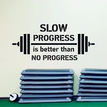 Quotes Decals – “Slow Progress Is Better Than No Progress” Gym Wall Sticker Motivational Quotes Indoor Wall Art Home Decor